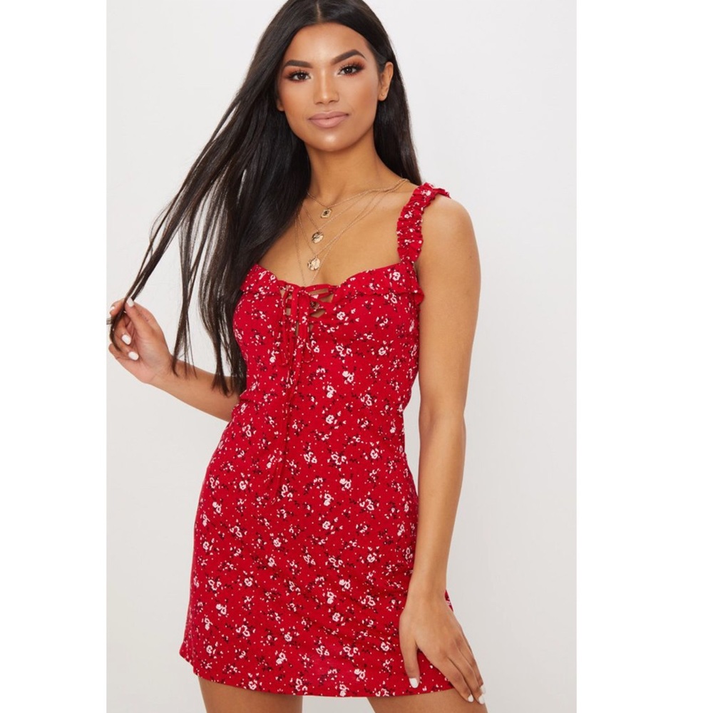 Red Floral Print Dress